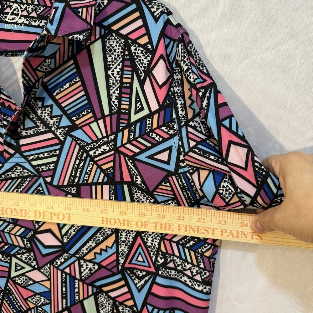 Deolax Geometric Polo Shirt Mens Large‎ L Performance Golf Aztec Navajo